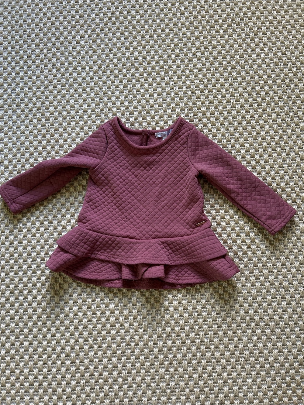 Tahari 2T Girls' Quilted Peplum Top - Mauve